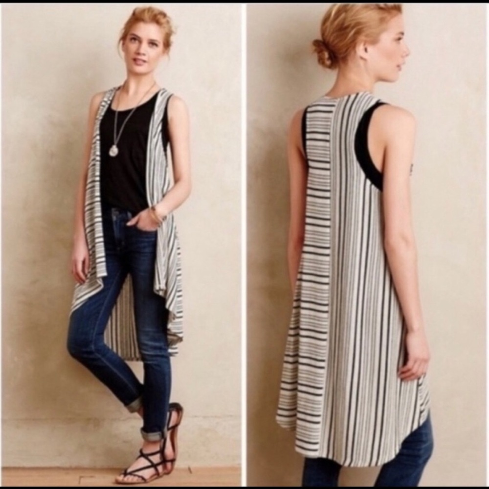 Anthropologie Sunday in Brooklyn Striped Sleeveless Cardigan Vest